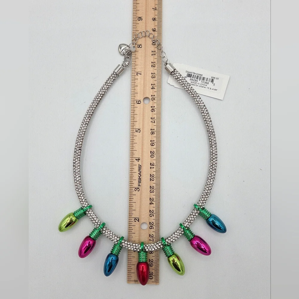 NWT Betsey Johnson Multi Light Bib Necklace Christmas Holiday - Picture 5 of 6